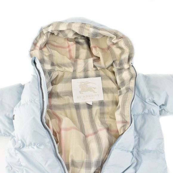 BURBERRY Pale Blue & "Nova Check" Hooded Snowsuit - Picture 4 of 8